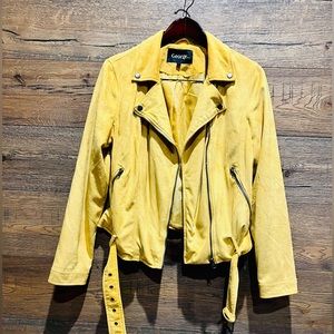 Yellow Suede Biker Jacket